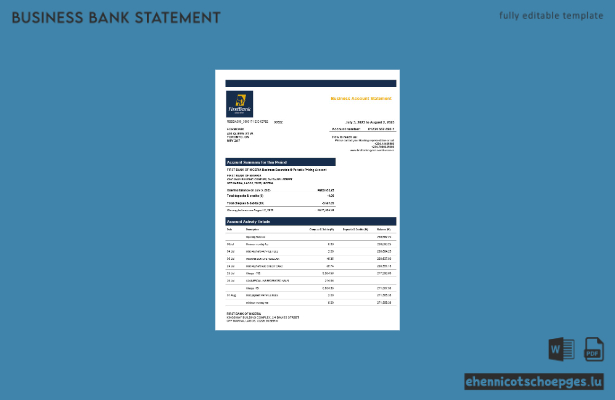 Beispielvorschau eines Firmenkontoauszugs der First Bank of Nigeria (Word- und PDF-Format)